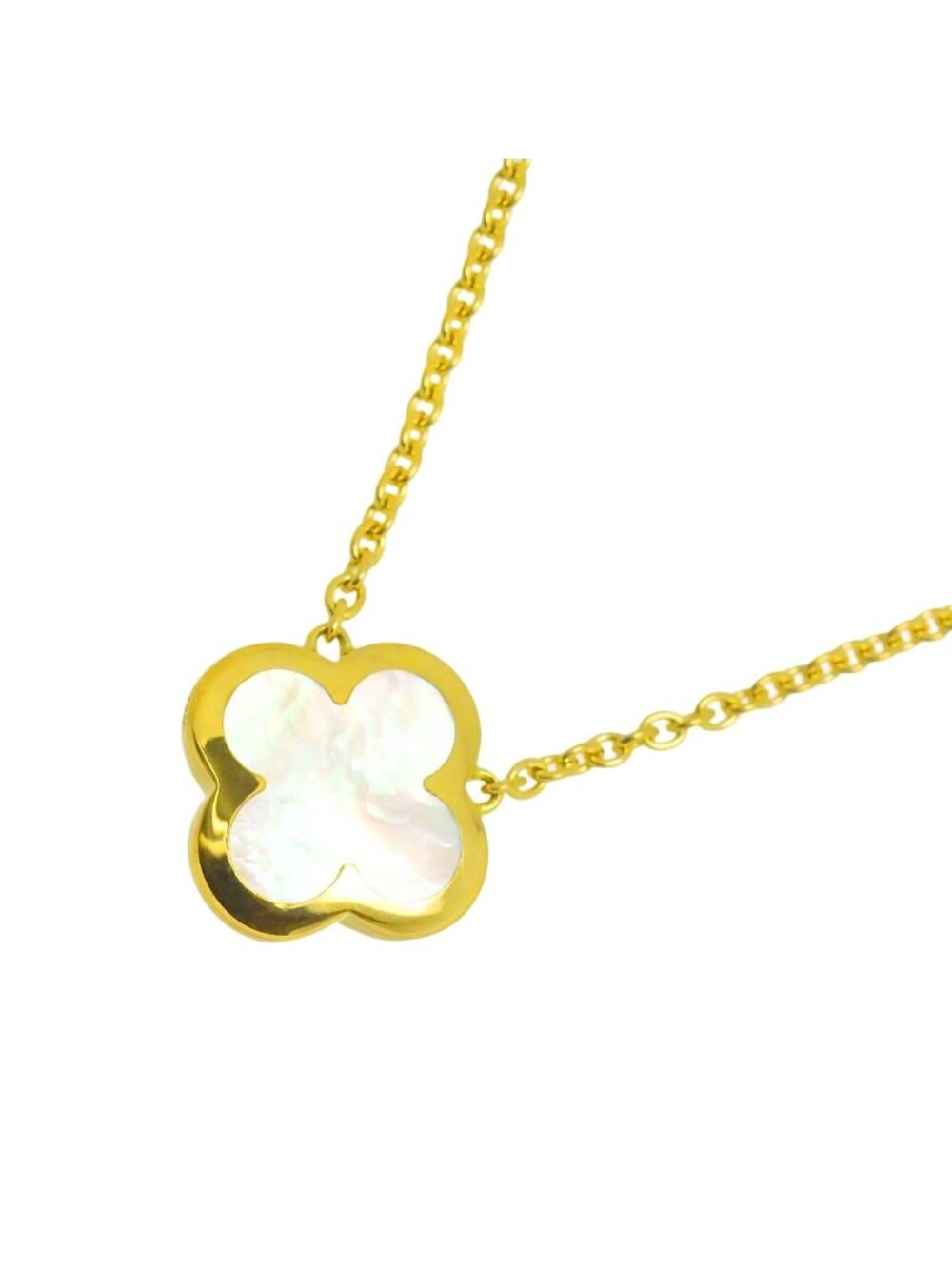 Van Cleef & Arpels Pure Alhambra Shell Necklace 42 18k Yellow Gold